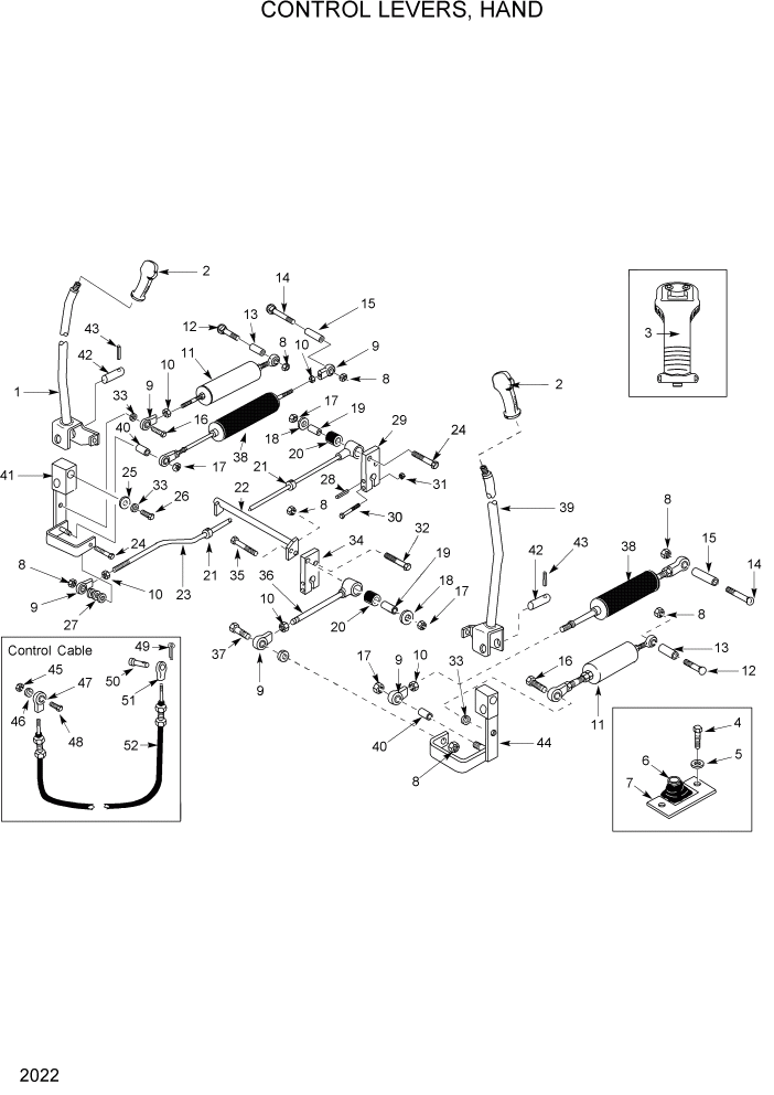 Схема запчастей Hyundai HSL400T - PAGE 2022 CONTROL LEVERS, HAND КОНТРОЛЬ