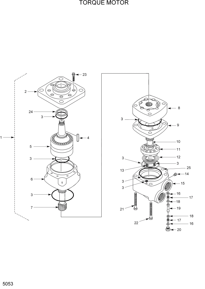 Схема запчастей Hyundai HSL400T - PAGE 5053 TORQUE MOTOR ГИДРОСТАТИЧЕСКАЯ СИСТЕМА ПРИВОДОВ