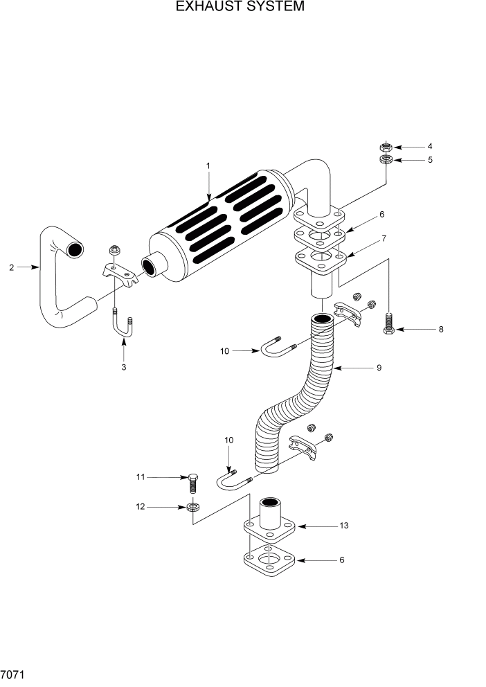 Схема запчастей Hyundai HSL400T - PAGE 7071 EXHAUST SYSTEM ДВИГАТЕЛЬ ОБОРУДОВАНИЕ