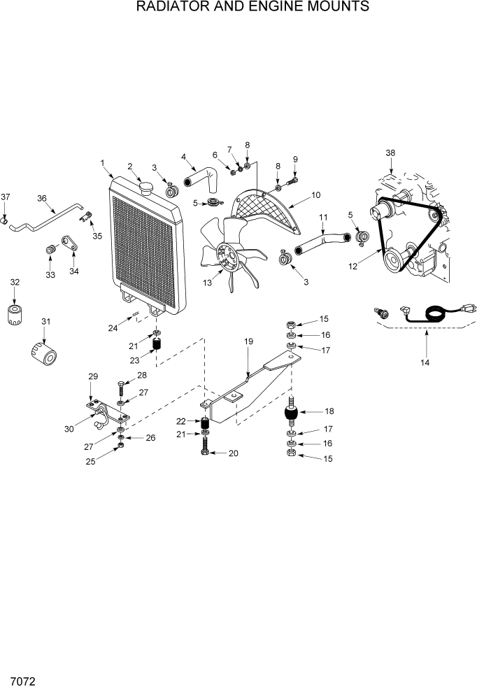 Схема запчастей Hyundai HSL400T - PAGE 7072 RADIATOR AND ENGINE MOUNTS ДВИГАТЕЛЬ ОБОРУДОВАНИЕ