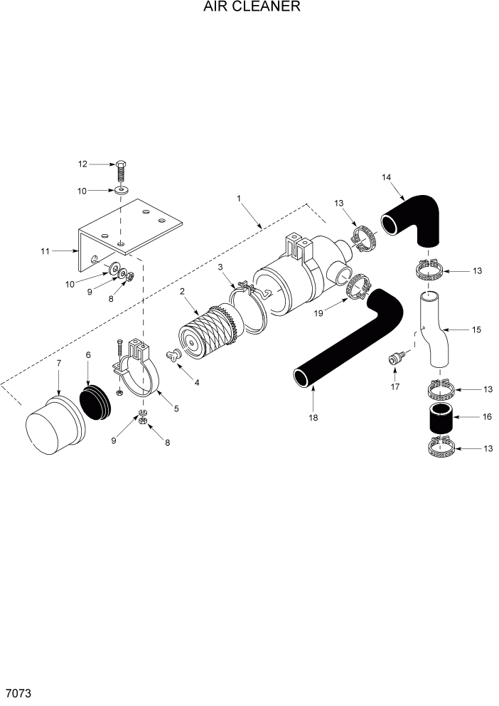 Схема запчастей Hyundai HSL400T - PAGE 7073 AIR CLEANER ДВИГАТЕЛЬ ОБОРУДОВАНИЕ