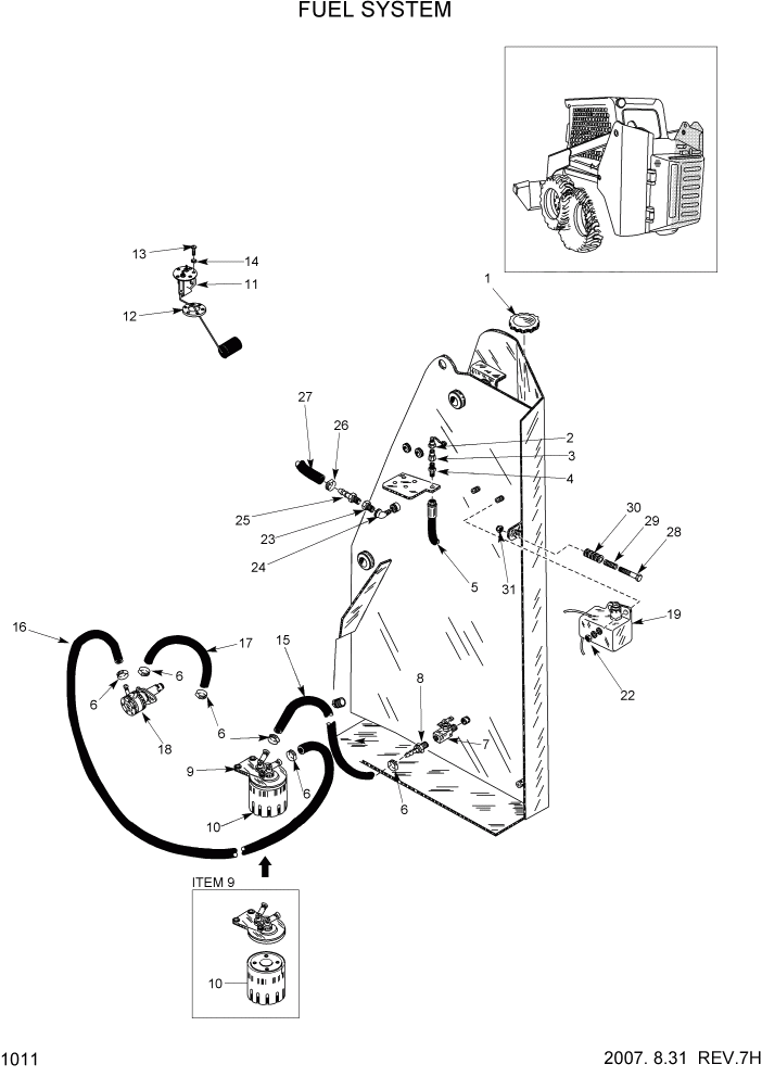 Схема запчастей Hyundai HSL680T - PAGE 1011 FUEL SYSTEM ГЛАВНАЯ РАМА