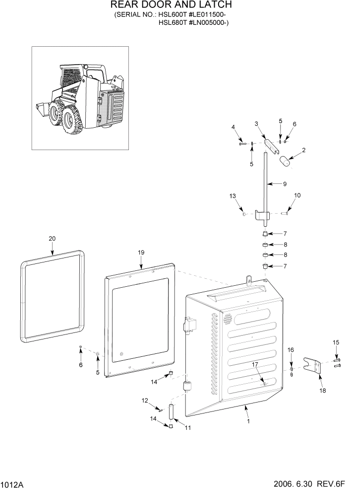 Схема запчастей Hyundai HSL680T - PAGE 1012A REAR DOOR AND LATCH ГЛАВНАЯ РАМА