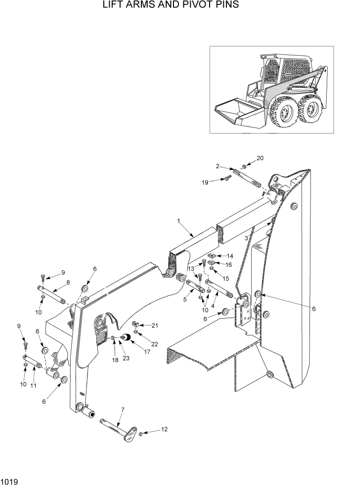 Схема запчастей Hyundai HSL680T - PAGE 1019 LIFT ARMS AND PIVOT PINS ГЛАВНАЯ РАМА