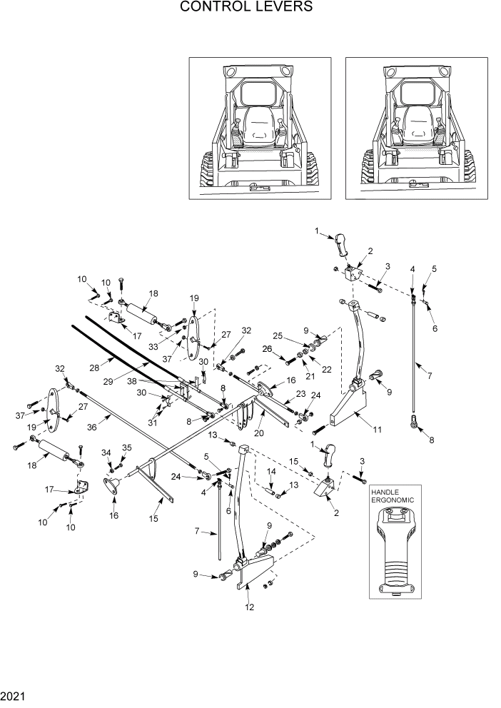 Схема запчастей Hyundai HSL680T - PAGE 2021 CONTROL LEVERS КОНТРОЛЬ