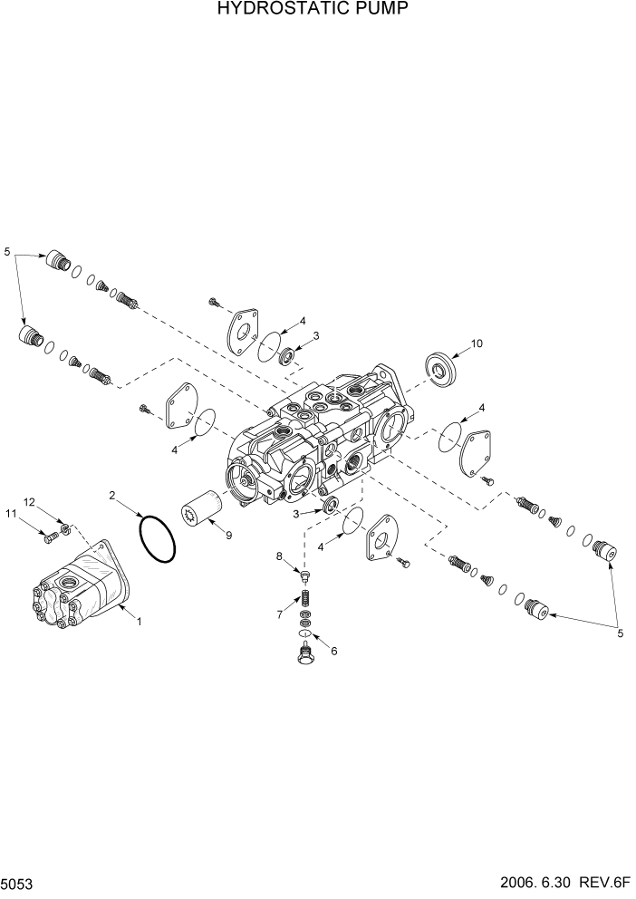 Схема запчастей Hyundai HSL680T - PAGE 5053 HYDROSTATIC PUMP ГИДРОСТАТИЧЕСКАЯ СИСТЕМА ПРИВОДОВ