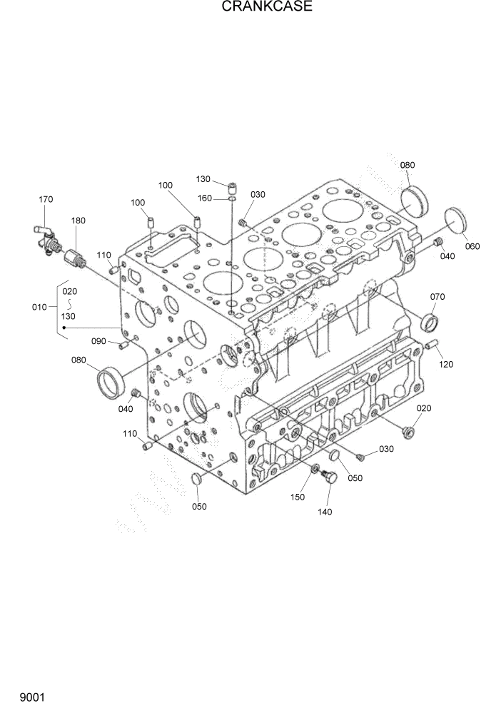 Схема запчастей Hyundai HSL680T - PAGE 9001 CRANKCASE ДВИГАТЕЛЬ БАЗА