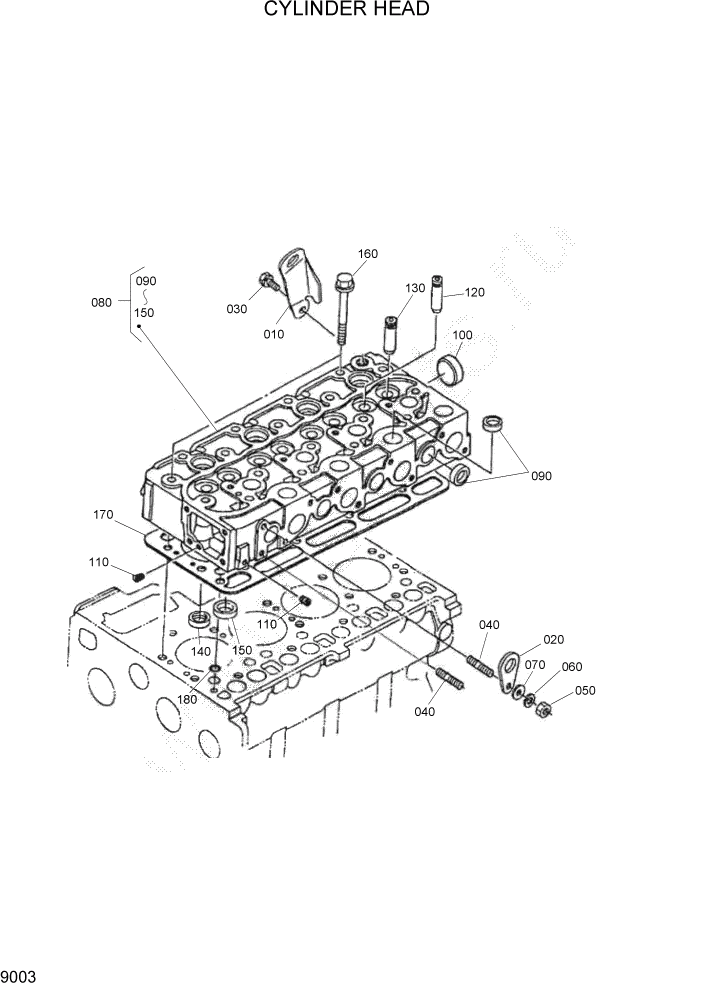 Схема запчастей Hyundai HSL680T - PAGE 9003 CYLINDER HEAD ДВИГАТЕЛЬ БАЗА