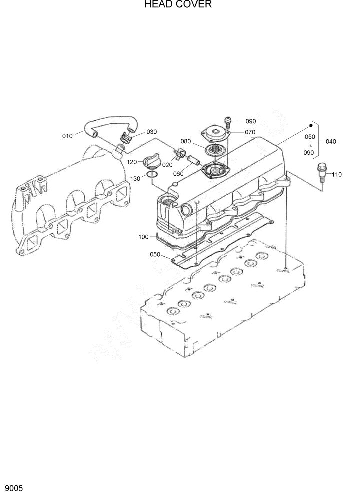 Схема запчастей Hyundai HSL680T - PAGE 9005 HEAD COVER ДВИГАТЕЛЬ БАЗА