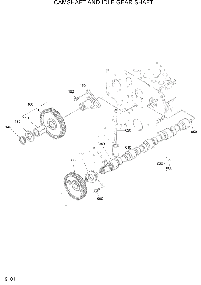 Схема запчастей Hyundai HSL680T - PAGE 9101 CAMSHAFT AND IDLE GEAR SHAFT ДВИГАТЕЛЬ БАЗА