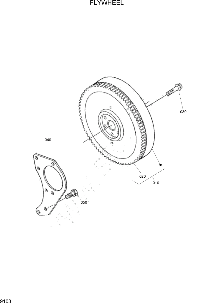 Схема запчастей Hyundai HSL680T - PAGE 9103 FLYWHEEL ДВИГАТЕЛЬ БАЗА