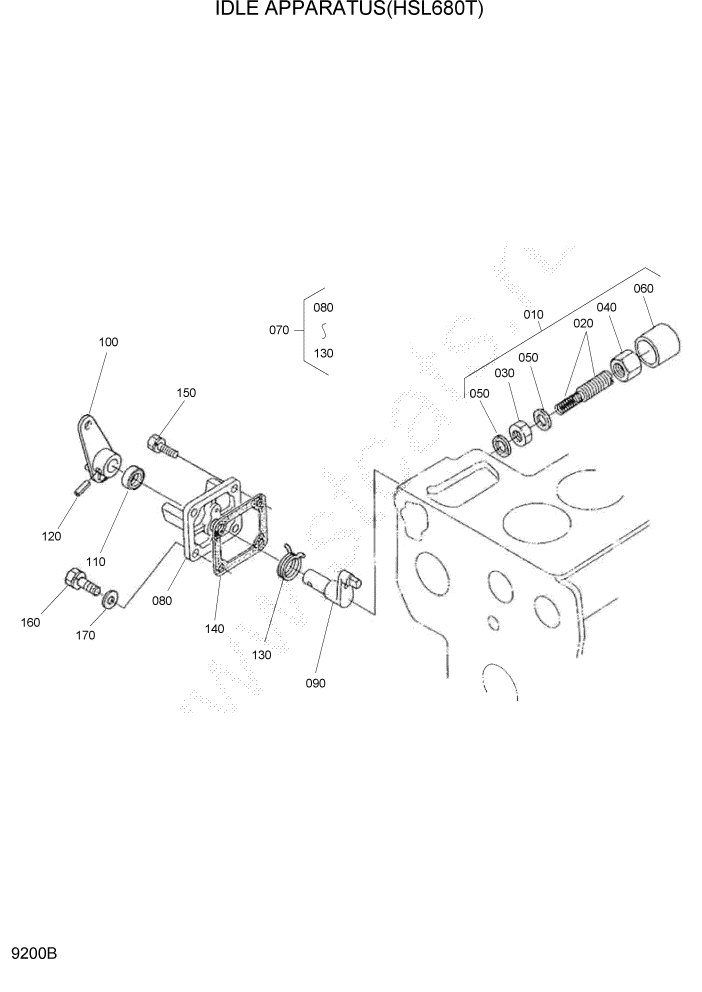 Схема запчастей Hyundai HSL680T - PAGE 9200B IDLE APPARATUS(HSL680T) ДВИГАТЕЛЬ БАЗА