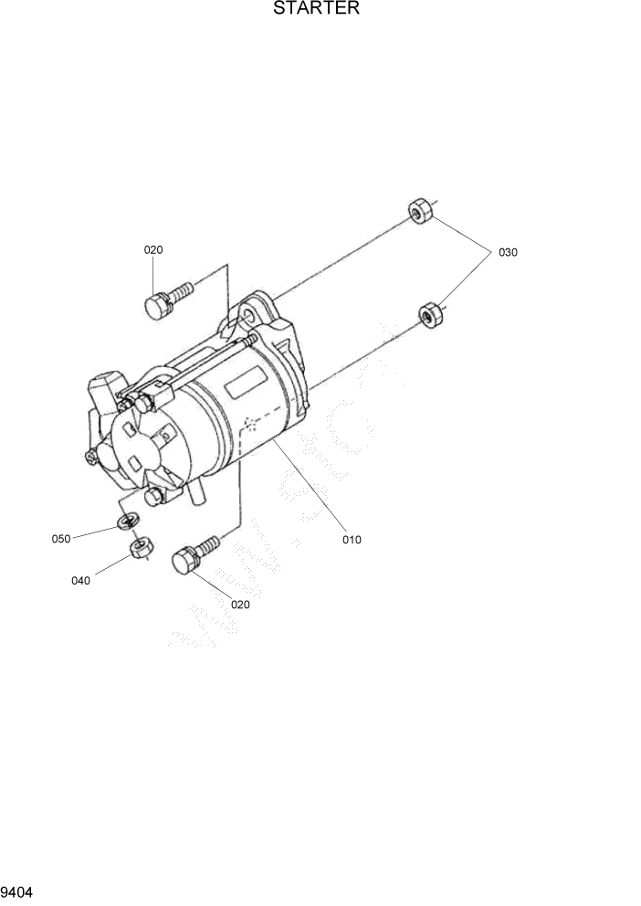 Схема запчастей Hyundai HSL680T - PAGE 9404 STARTER ДВИГАТЕЛЬ БАЗА