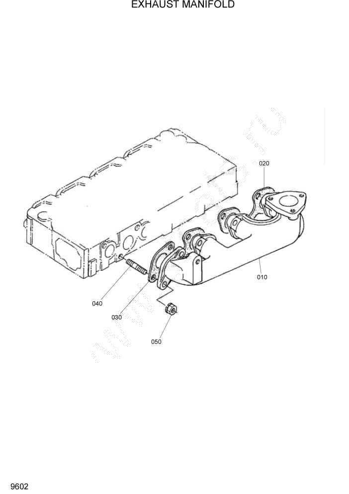 Схема запчастей Hyundai HSL680T - PAGE 9602 EXHAUST MANIFOLD ДВИГАТЕЛЬ БАЗА