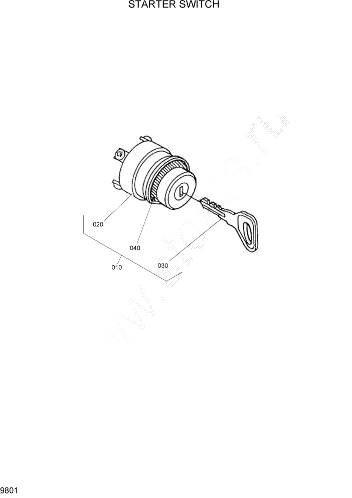 Схема запчастей Hyundai HSL680T - PAGE 9801 STARTER SWITCH ДВИГАТЕЛЬ БАЗА