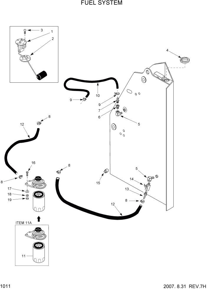 Схема запчастей Hyundai HSL800T - PAGE 1011 FUEL SYSTEM ГЛАВНАЯ РАМА