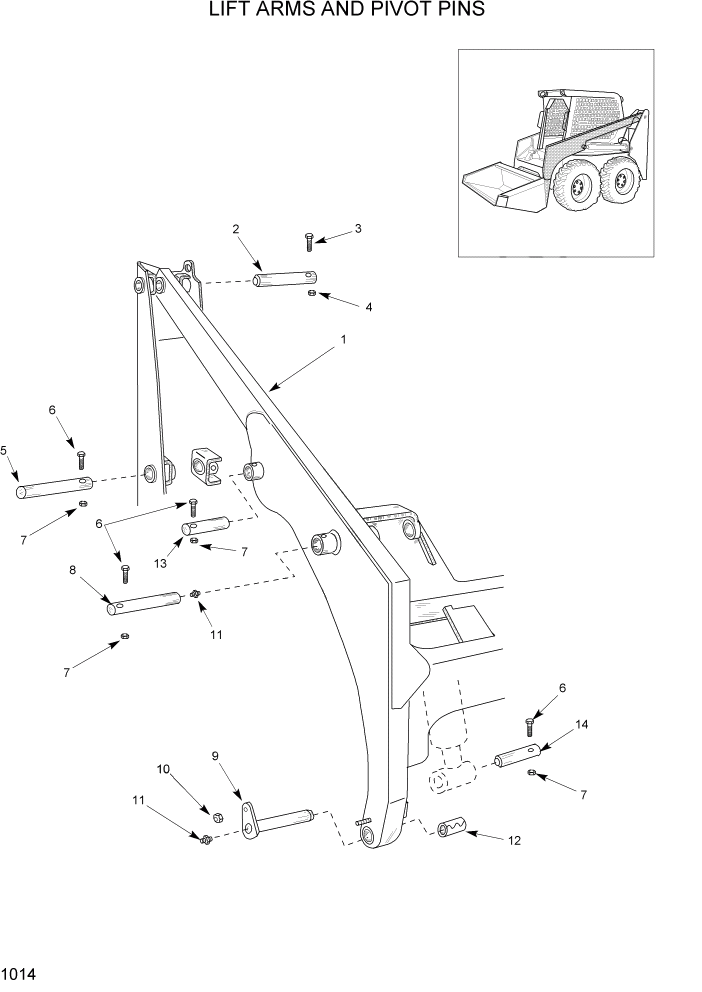 Схема запчастей Hyundai HSL800T - PAGE 1014 LIFT ARMS AND PIVOT PINS ГЛАВНАЯ РАМА