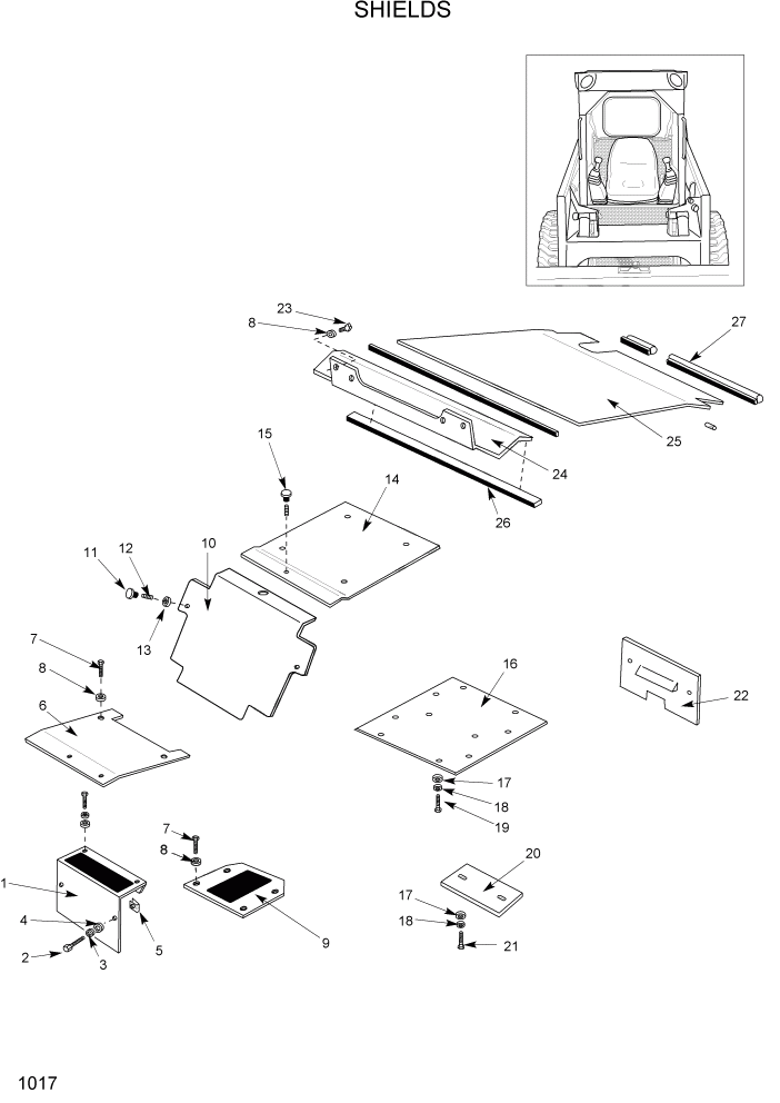 Схема запчастей Hyundai HSL800T - PAGE 1017 SHIELDS ГЛАВНАЯ РАМА