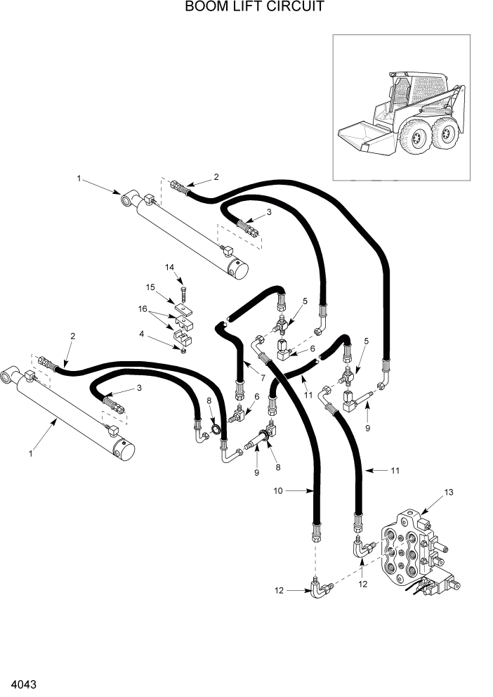 Схема запчастей Hyundai HSL800T - PAGE 4043 BOOM LIFT CIRCUIT ГИДРАВЛИЧЕСКАЯ СИСТЕМА