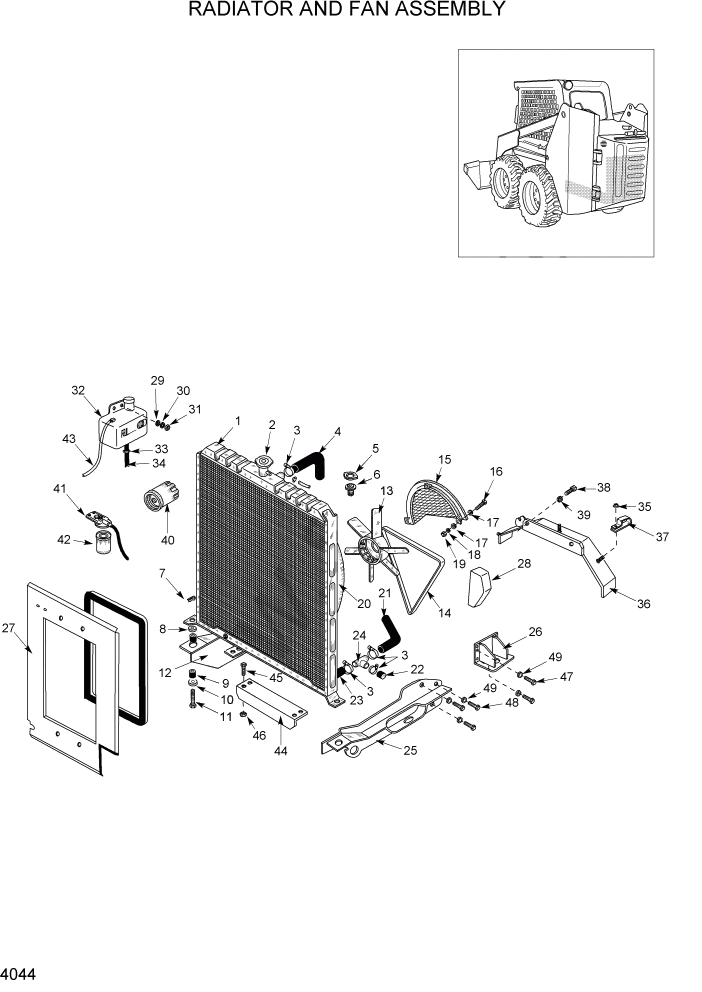 Схема запчастей Hyundai HSL800T - PAGE 4044 RADIATOR AND FAN ASSEMBLY ГИДРАВЛИЧЕСКАЯ СИСТЕМА