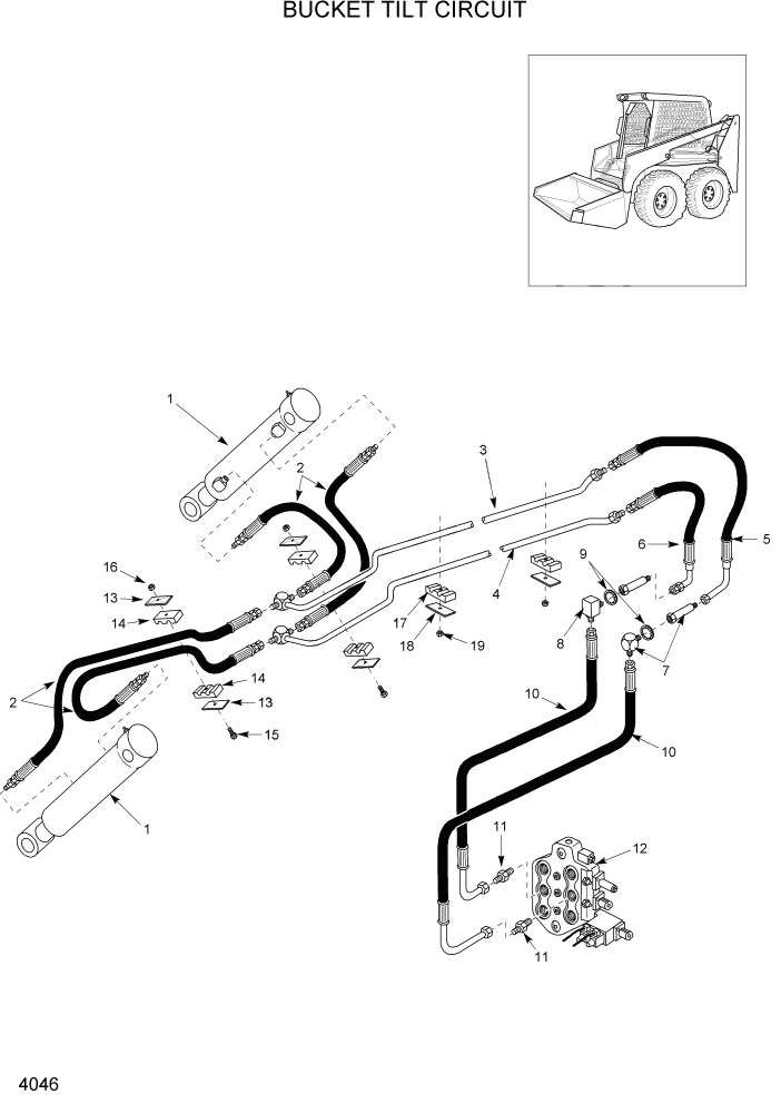 Схема запчастей Hyundai HSL800T - PAGE 4046 BUCKET TILT CIRCUIT ГИДРАВЛИЧЕСКАЯ СИСТЕМА