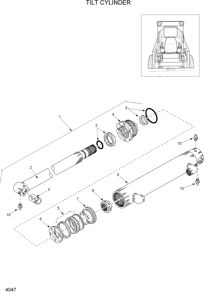 Схема запчастей Hyundai HSL800T - PAGE 4047 TILT CYLINDER ГИДРАВЛИЧЕСКАЯ СИСТЕМА