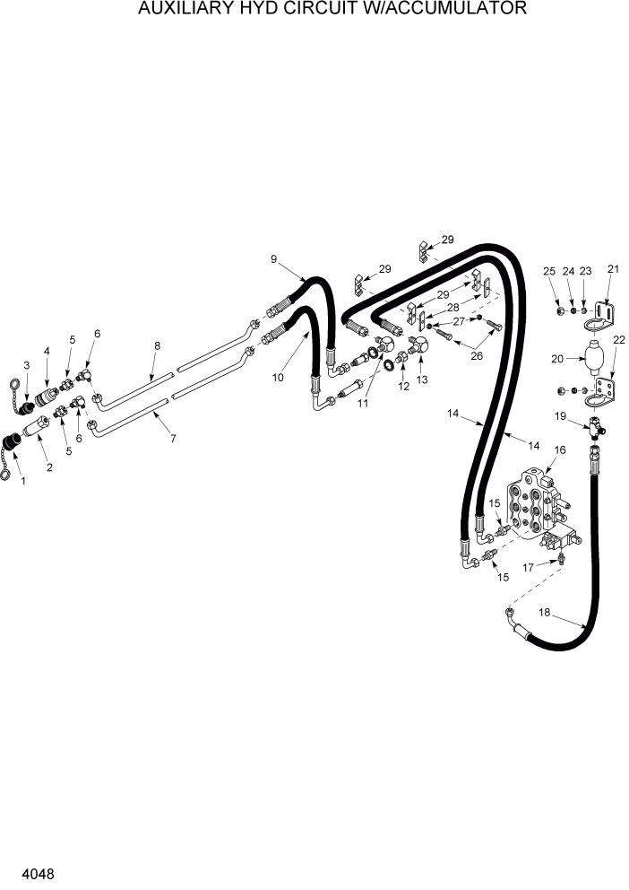 Схема запчастей Hyundai HSL800T - PAGE 4048 AUXILIARY HYD CIRCUIT W/ACCUMULATOR ГИДРАВЛИЧЕСКАЯ СИСТЕМА