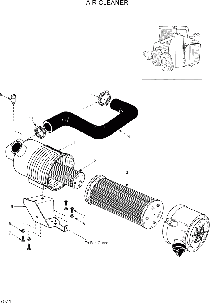 Схема запчастей Hyundai HSL800T - PAGE 7071 AIR CLEANER ДВИГАТЕЛЬ ОБОРУДОВАНИЕ