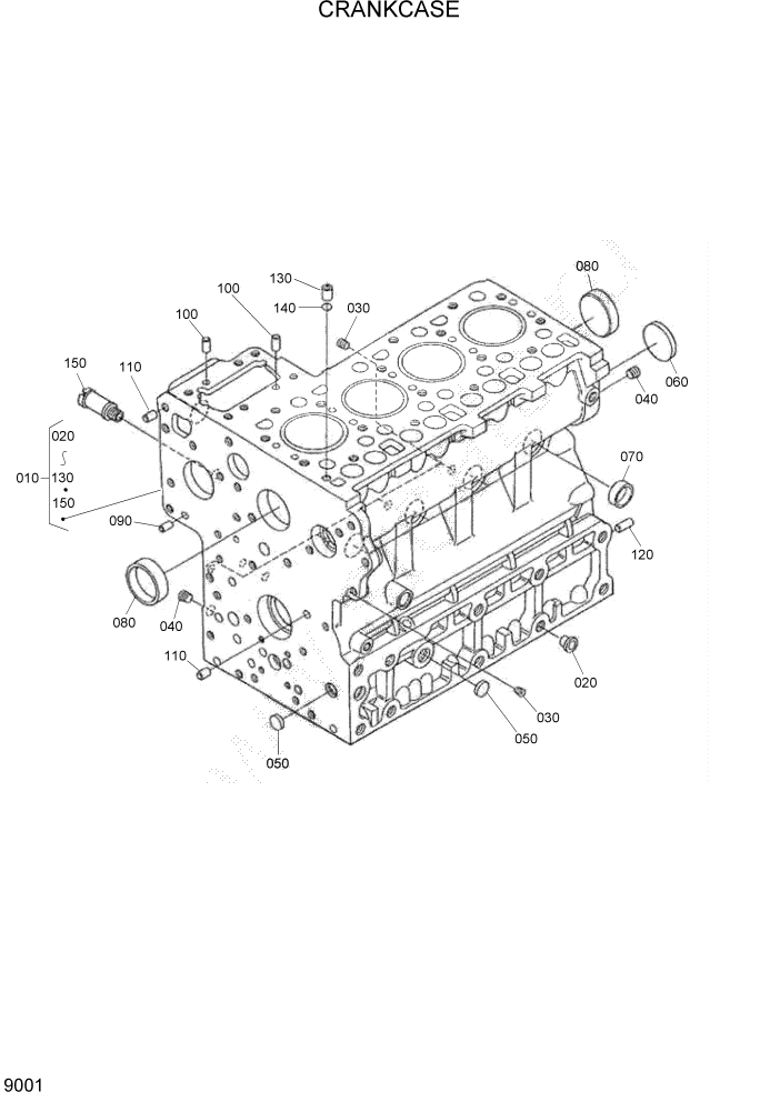 Схема запчастей Hyundai HSL800T - PAGE 9001 CRANKCASE ДВИГАТЕЛЬ БАЗА