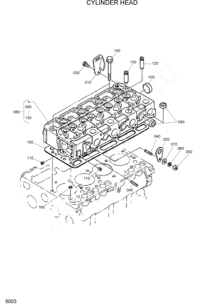 Схема запчастей Hyundai HSL800T - PAGE 9003 CYLINDER HEAD ДВИГАТЕЛЬ БАЗА