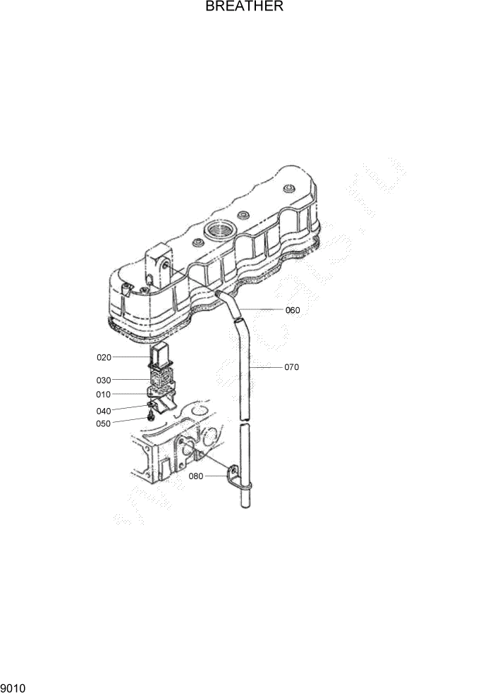 Схема запчастей Hyundai HSL800T - PAGE 9010 BREATHER ДВИГАТЕЛЬ БАЗА