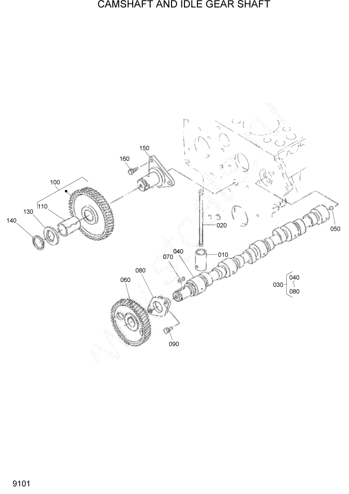 Схема запчастей Hyundai HSL800T - PAGE 9101 CAMSHAFT AND IDLE GEAR SHAFT ДВИГАТЕЛЬ БАЗА