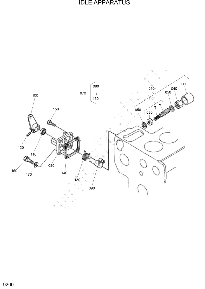 Схема запчастей Hyundai HSL800T - PAGE 9200 IDLE APPARATUS ДВИГАТЕЛЬ БАЗА