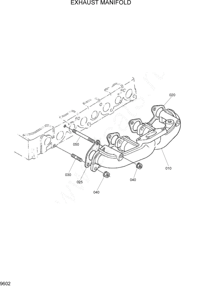 Схема запчастей Hyundai HSL800T - PAGE 9602 EXHAUST MANIFOLD ДВИГАТЕЛЬ БАЗА