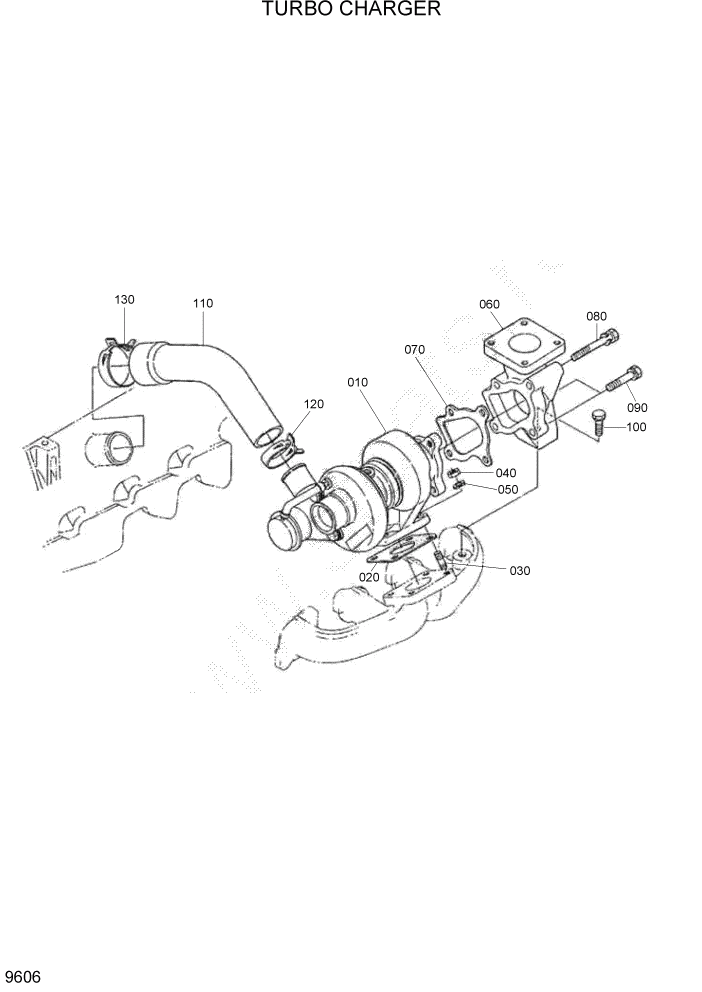 Схема запчастей Hyundai HSL800T - PAGE 9606 TURBOCHARGER ДВИГАТЕЛЬ БАЗА