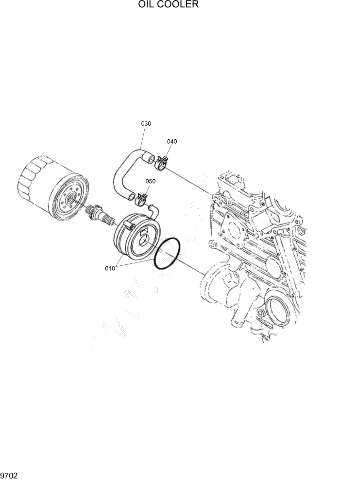 Схема запчастей Hyundai HSL800T - PAGE 9702 OIL COOLER ДВИГАТЕЛЬ БАЗА