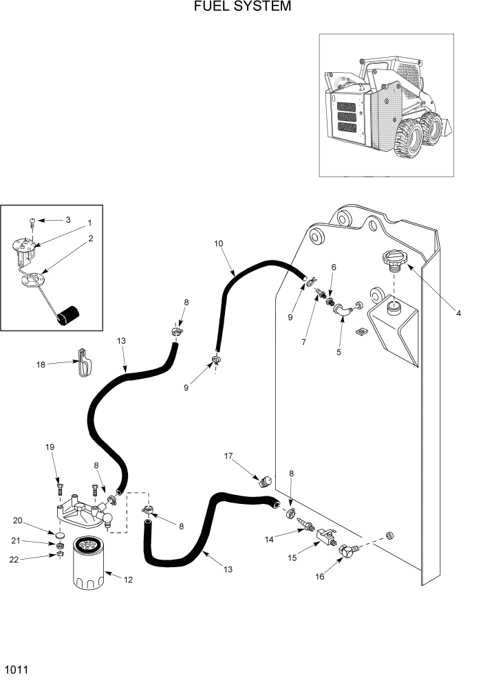 Схема запчастей Hyundai HSL960T - PAGE 1011 FUEL SYSTEM ГЛАВНАЯ РАМА