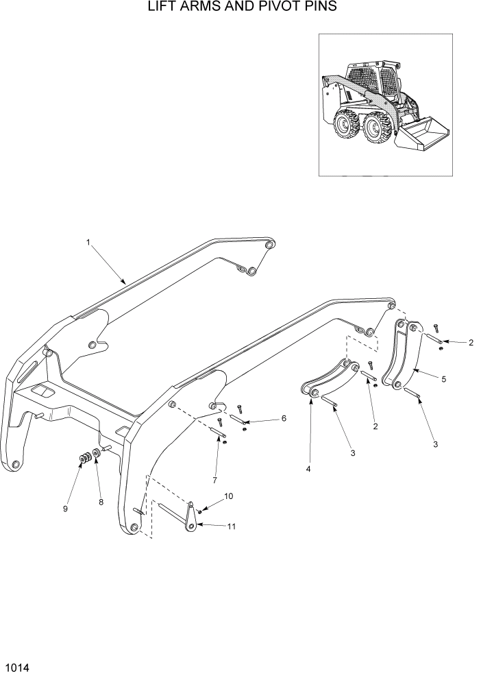 Схема запчастей Hyundai HSL960T - PAGE 1014 LIFT ARMS AND PIVOT PINS ГЛАВНАЯ РАМА