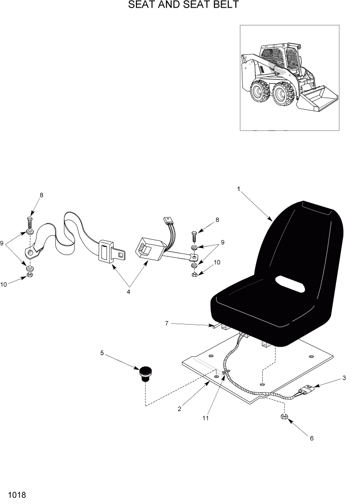 Схема запчастей Hyundai HSL960T - PAGE 1018 SEAT AND SEAT BELT ГЛАВНАЯ РАМА