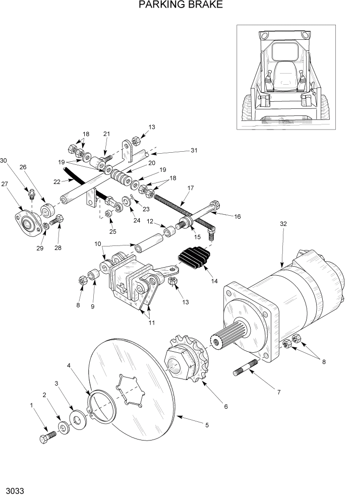 Схема запчастей Hyundai HSL960T - PAGE 3033 PARKING BRAKE КОНЕЧНАЯ ПЕРЕДАЧА ПРИВОДА