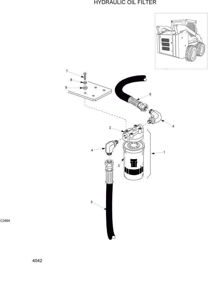 Схема запчастей Hyundai HSL960T - PAGE 4042 HYDRAULIC OIL FILTER ГИДРАВЛИЧЕСКАЯ СИСТЕМА