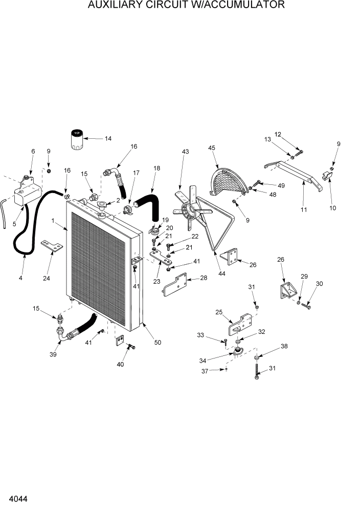 Схема запчастей Hyundai HSL960T - PAGE 4044 FAN/RADITOR/OIL COOLER ГИДРАВЛИЧЕСКАЯ СИСТЕМА