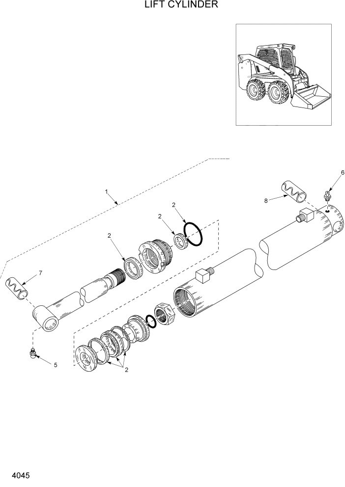 Схема запчастей Hyundai HSL960T - PAGE 4045 LIFT CYLINDER ГИДРАВЛИЧЕСКАЯ СИСТЕМА