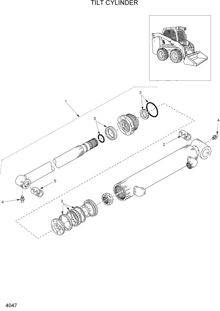 Схема запчастей Hyundai HSL960T - PAGE 4047 TILT CYLINDER ГИДРАВЛИЧЕСКАЯ СИСТЕМА