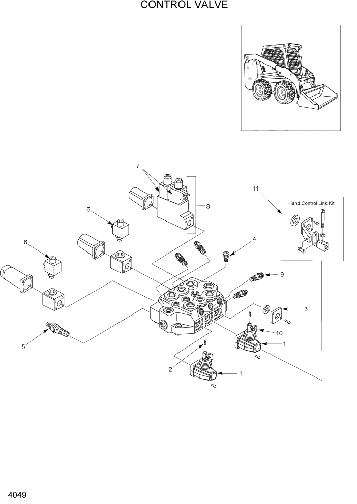 Схема запчастей Hyundai HSL960T - PAGE 4049 CONTROL VALVE ГИДРАВЛИЧЕСКАЯ СИСТЕМА