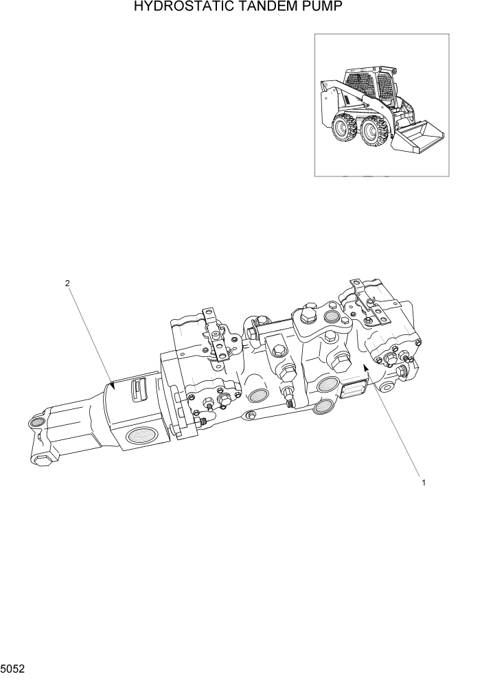 Схема запчастей Hyundai HSL960T - PAGE 5052 HYDROSTATIC TANDEM PUMP ГИДРОСТАТИЧЕСКАЯ СИСТЕМА ПРИВОДОВ