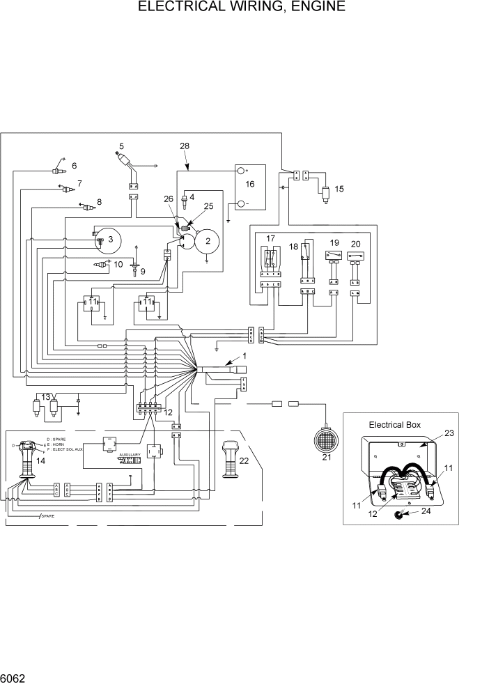 Схема запчастей Hyundai HSL960T - PAGE 6062 ELECTRICAL WIRING, ENGINE ЭЛЕКТРИЧЕСКАЯ СИСТЕМА