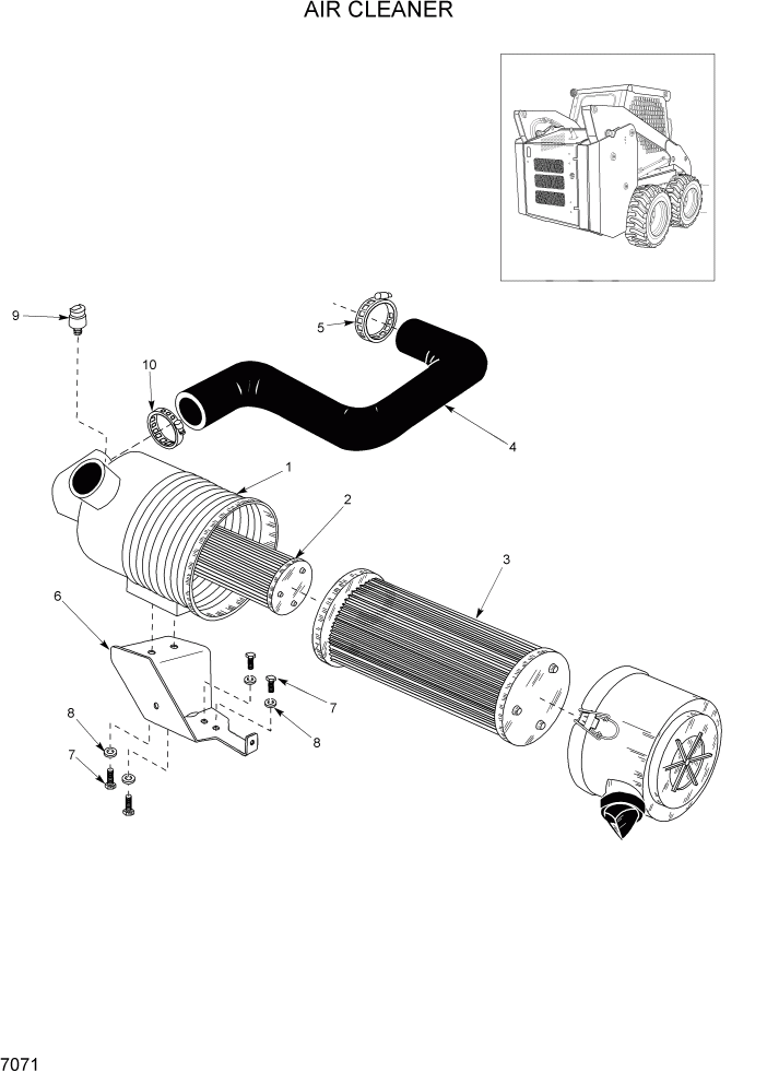 Схема запчастей Hyundai HSL960T - PAGE 7071 AIR CLEANER ДВИГАТЕЛЬ ОБОРУДОВАНИЕ