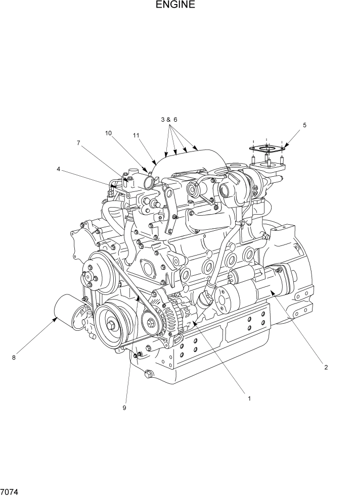 Схема запчастей Hyundai HSL960T - PAGE 7074 ENGINE ДВИГАТЕЛЬ ОБОРУДОВАНИЕ