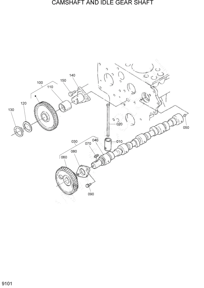 Схема запчастей Hyundai HSL960T - PAGE 9101 CAMSHAFT AND IDLE GEAR SHAFT ДВИГАТЕЛЬ БАЗА